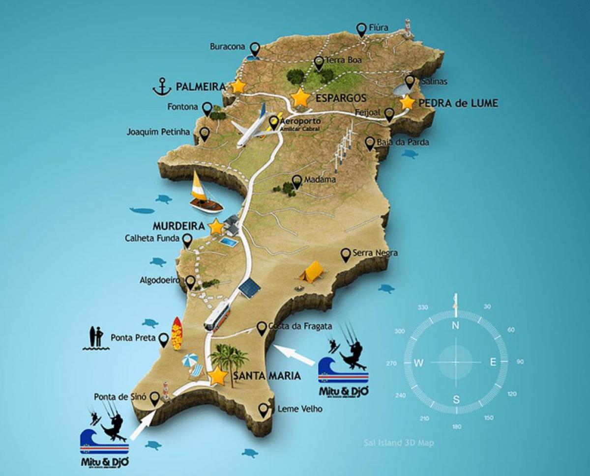 карта на Санта-Мария-Кабо Верде